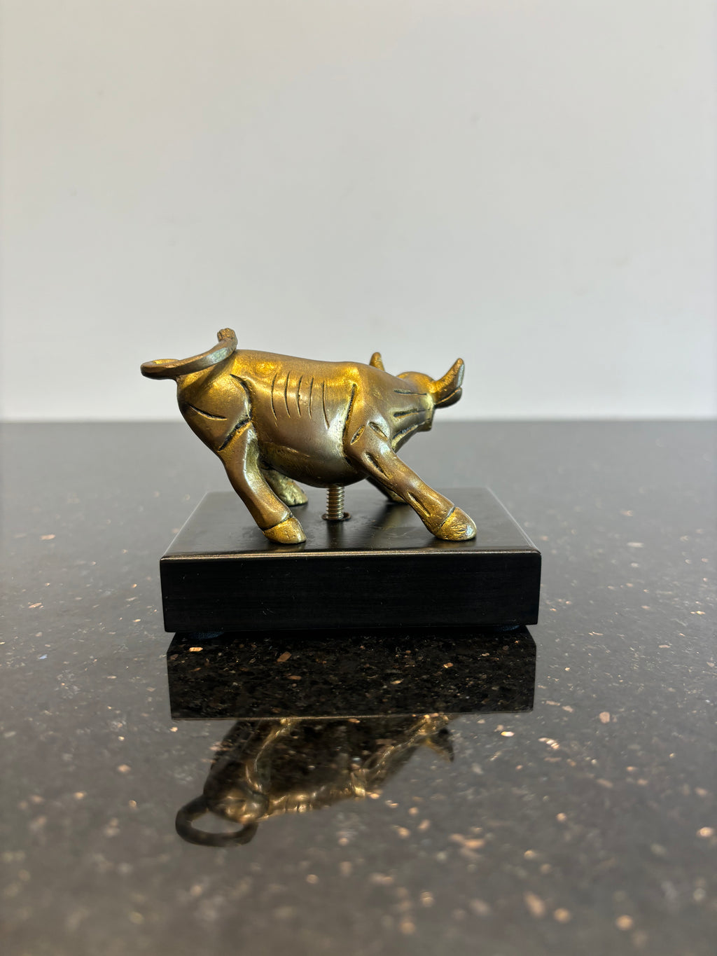 Bull with wooden board