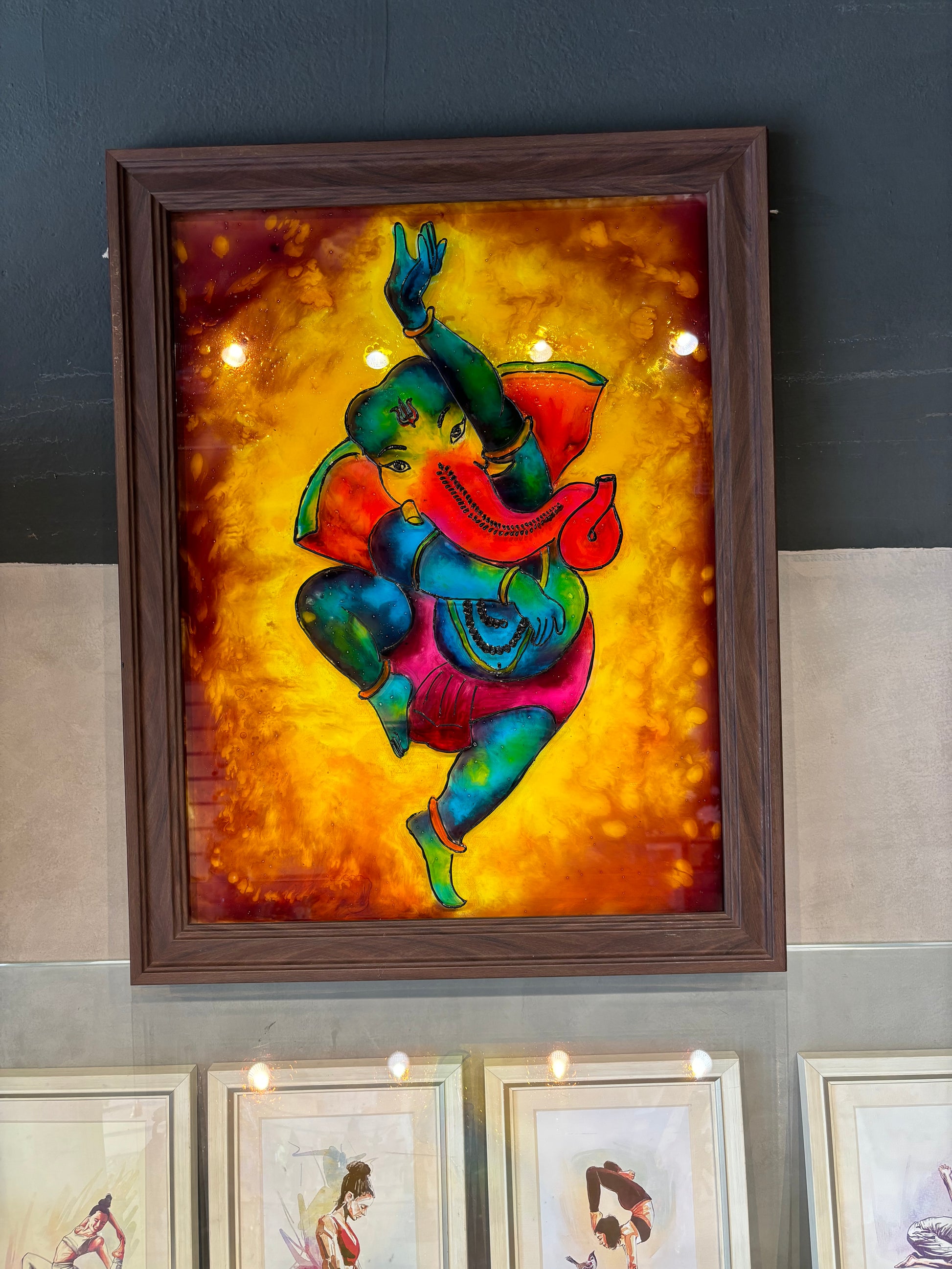 Dancing Ganesha(glass frame)-27'x21'